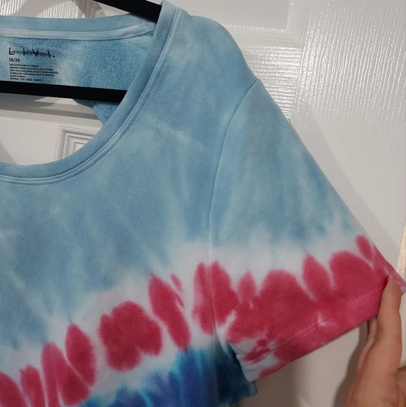 NWOT LIVI Lane Bryant Tie Dye French Terry Short Sleeve Sweatshirt Size 18/20 2X - Picture 5 of 9